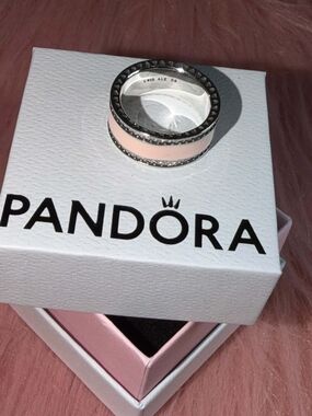 Pandora Pink Enamel & CZ Sterling Ring